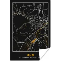 PosterMonkey Poster Ulm - Stadskaart - Plattegrond - Goud - Kaart - Duitsland - 60x90 cm