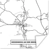 PosterMonkey Poster Heidenheim an der Brenz - Plattegrond - Stadskaart - Kaart - 75x75 cm