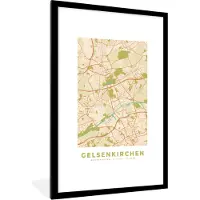PosterMonkey Fotolijst incl. Poster - Plattegrond - Gelsenkirchen - Kaart - Vintage - Stadskaart - 80x120 cm - Posterlijst
