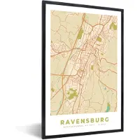 PosterMonkey Fotolijst incl. Poster - Ravensburg - Stadskaart - Plattegrond - Vintage - Kaart - 20x30 cm - Posterlijst