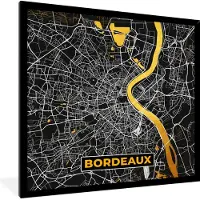 PosterMonkey Fotolijst incl. Poster - Frankrijk – Bordeaux – Stadskaart – Plattegrond – Kaart - 40x40 cm - Posterlijst
