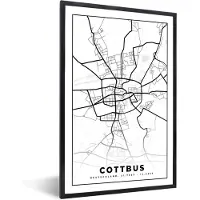 PosterMonkey Fotolijst incl. Poster - Cottbus - Kaart - Stadskaart - Plattegrond - 60x90 cm - Posterlijst