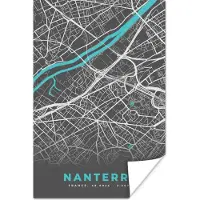 PosterMonkey Poster Nanterre - Kaart - Stadskaart - Plattegrond - Frankrijk - 60x90 cm