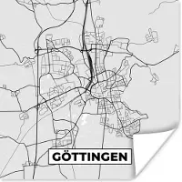 PosterMonkey Poster Kaart - Stadskaart - Duitsland - Göttingen - Plattegrond - 75x75 cm