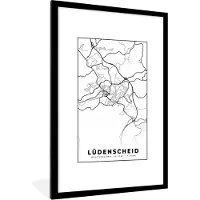PosterMonkey Fotolijst incl. Poster - Lüdenscheid - Plattegrond - Stadskaart - Kaart - 80x120 cm - Posterlijst