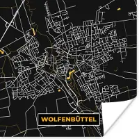 PosterMonkey Poster Goud – Duitsland – Plattegrond – Gold – Stadskaart – Kaart – Wolfenbüttel - 50x50 cm