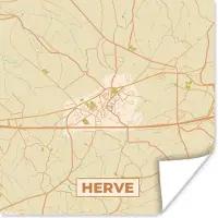 PosterMonkey Poster België - Plattegrond - Kaart - Stadskaart - Herve - 75x75 cm