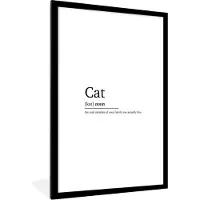 PosterMonkey Fotolijst incl. Poster - Quotes - Kat definitie - Cat - Spreuken - Woordenboek - 80x120 cm - Posterlijst