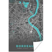 PosterMonkey Poster Frankrijk - Stadskaart - Kaart - Plattegrond - Bordeaux - 120x180 cm XXL