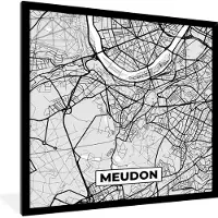PosterMonkey Fotolijst incl. Poster - Meudon - Plattegrond - Frankrijk - Kaart - Stadskaart - 40x40 cm - Posterlijst