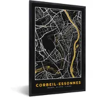 PosterMonkey Fotolijst incl. Poster - Frankrijk - Stadskaart - Corbeil-Essonnes- Plattegrond - Kaart - 20x30 cm - Posterlijst