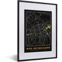 PosterMonkey Fotolijst incl. Poster - Plattegrond – Bad Oeynhausen – Goud – Stadskaart – Kaart - Duitsland - 30x40 cm - Posterlijst
