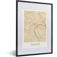 PosterMonkey Fotolijst incl. Poster - Stadskaart - Plattegrond - Kaart - Namen - Vintage - 30x40 cm - Posterlijst