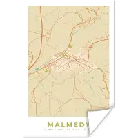 PosterMonkey Poster Plattegrond - Kaart - België - Malmedy - Stadskaart - 20x30 cm