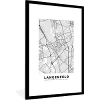 PosterMonkey Fotolijst incl. Poster - Langenfeld - Stadskaart - Plattegrond - Duitsland - Kaart - 80x120 cm - Posterlijst