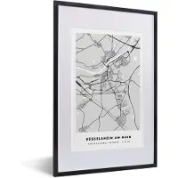 PosterMonkey Fotolijst incl. Poster - Duitsland - Rüsselsheim Am Main - Kaart - Stadskaart - Plattegrond - 40x60 cm - Posterlijst