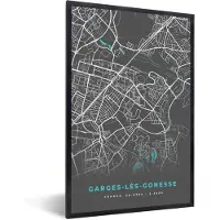 PosterMonkey Fotolijst incl. Poster - Frankrijk - Garges-lès-Gonesse - Stadskaart - Kaart - Plattegrond - 60x90 cm - Posterlijst