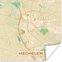 PosterMonkey Poster België - Kaart - Mechelen - Stadskaart - Plattegrond - 30x30 cm