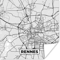 PosterMonkey Poster Kaart - Stadskaart - Frankrijk - Rennes - Plattegrond - 30x30 cm