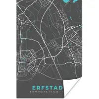 PosterMonkey Poster Erfstadt– Stadskaart – Blauw – Plattegrond – Stadskaart – Kaart - Duitsland - 120x180 cm XXL