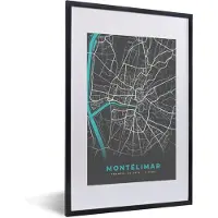 PosterMonkey Fotolijst incl. Poster - Montélimar - Frankrijk - Stadskaart - Kaart - Plattegrond - 40x60 cm - Posterlijst