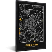PosterMonkey Fotolijst incl. Poster - Frechen – Stadskaart – Gold – Plattegrond – Stadskaart – Kaart - Duitsland - 20x30 cm - Posterlijst