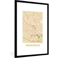 PosterMonkey Fotolijst incl. Poster - Ibbenbüren - Stadskaart - Plattegrond - Vintage - Kaart - 60x90 cm - Posterlijst