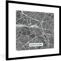 PosterMonkey Fotolijst incl. Poster - Frankrijk - Plattegrond - Stadskaart - Noisy-le-Sec - Kaart - 40x40 cm - Posterlijst