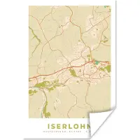 PosterMonkey Poster Plattegrond - Iserlohn - Kaart - Stadskaart - Vintage - 60x90 cm