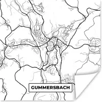 PosterMonkey Poster Plattegrond - Kaart - Gummersbach - Stadskaart - 100x100 cm XXL
