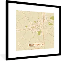 PosterMonkey Fotolijst incl. Poster - Bayreuth - Plattegrond - Kaart - Vintage - Stadskaart - 40x40 cm - Posterlijst