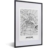 PosterMonkey Fotolijst incl. Poster - Frankrijk - Amiens - Stadskaart - Plattegrond - Kaart - 40x60 cm - Posterlijst