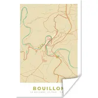 PosterMonkey Poster Kaart - Stadskaart - Vintage - Bouillon - Plattegrond - 40x60 cm