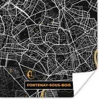 PosterMonkey Poster Frankrijk – Fontenay-sous-Bois – Stadskaart – Plattegrond – Kaart - 50x50 cm