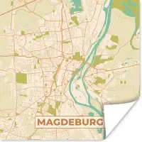 PosterMonkey Poster Macdeburg - Stadskaart - Vintage - Kaart - Plattegrond - 30x30 cm