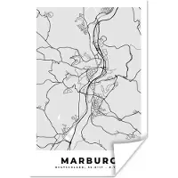 PosterMonkey Poster Stadskaart - Plattegrond - Kaart - Marburg - Duitsland - 40x60 cm