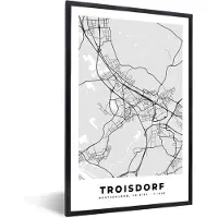 PosterMonkey Fotolijst incl. Poster - Kaart - Troisdorf - Duitsland - Plattegrond - Stadskaart - 20x30 cm - Posterlijst