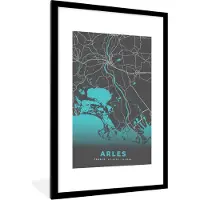PosterMonkey Fotolijst incl. Poster - Arles - Frankrijk - Plattegrond - Stadskaart - Kaart - 60x90 cm - Posterlijst