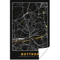 PosterMonkey Poster Bottrop - Stadskaart - Goud - Duitsland - Plattegrond - Kaart - Black and Gold - 20x30 cm
