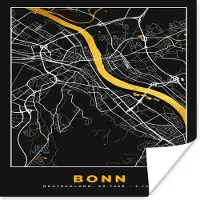 PosterMonkey Poster Bonn - Stadskaart - Plattegrond - Kaart - Goud - Duitsland - 30x30 cm