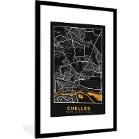 PosterMonkey Fotolijst incl. Poster - Frankrijk - Chelles - Stadskaart - Plattegrond - Kaart - 60x90 cm - Posterlijst