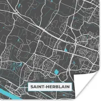 PosterMonkey Poster Saint-Herblain - Plattegrond - Stadskaart - Kaart - Frankrijk - 75x75 cm