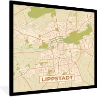 PosterMonkey Fotolijst incl. Poster - Plattegrond - Lippstadt - Kaart - Stadskaart - Vintage - 40x40 cm - Posterlijst