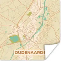 PosterMonkey Poster Kaart - Plattegrond - Oudenaarde - Stadskaart - Vintage - 75x75 cm