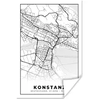 PosterMonkey Poster Konstanz - Plattegrond - Kaart - Stadskaart - 120x180 cm XXL