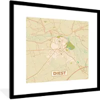 PosterMonkey Fotolijst incl. Poster - België - Kaart - Stadskaart - Plattegrond - Diest - 40x40 cm - Posterlijst