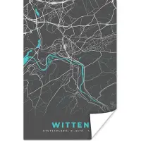 PosterMonkey Poster Stadskaart – Plattegrond – Duitsland – Blauw – Witten – Kaart - 80x120 cm