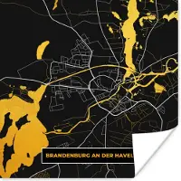 PosterMonkey Poster Goud – Duitsland – Plattegrond – Gold – Stadskaart – Kaart – Brandenburg an der Havel - 100x100 cm XXL