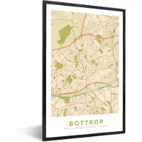 PosterMonkey Fotolijst incl. Poster - Bottrop - Kaart - Vintage - Stadskaart - Plattegrond - 20x30 cm - Posterlijst