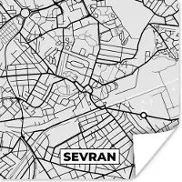 PosterMonkey Poster Plattegrond - Sevran - Stadskaart - Kaart - Frankrijk - 30x30 cm
